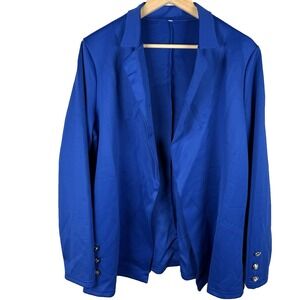 Women's Blazer Jacket Business Suit‎ Coat Lapel Long Sleeve Royal Blue Sz L